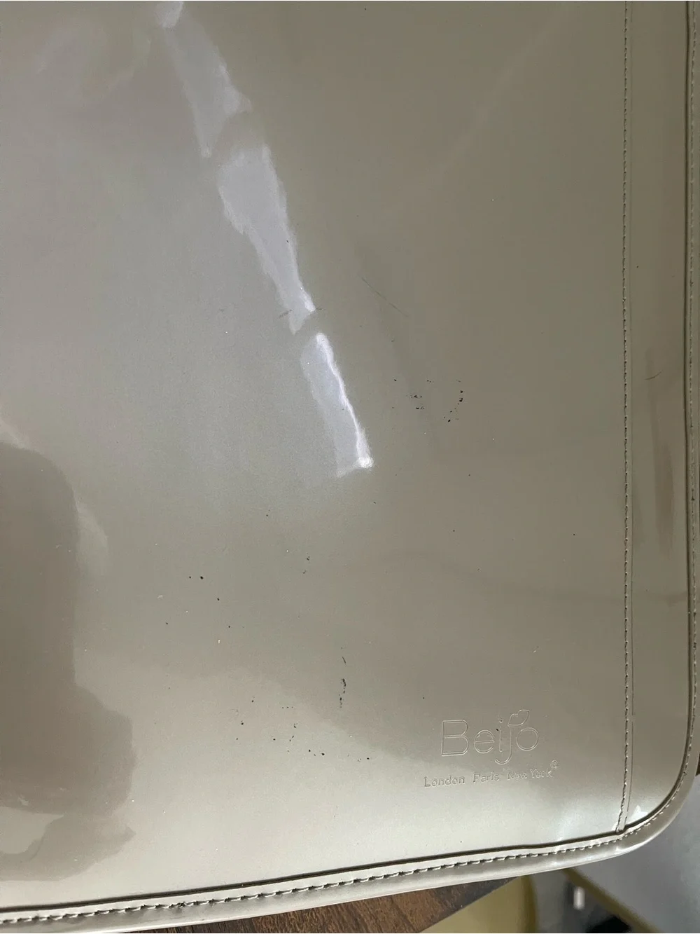 Beijo Glossy Patent Tablet Folio Case in Taupe